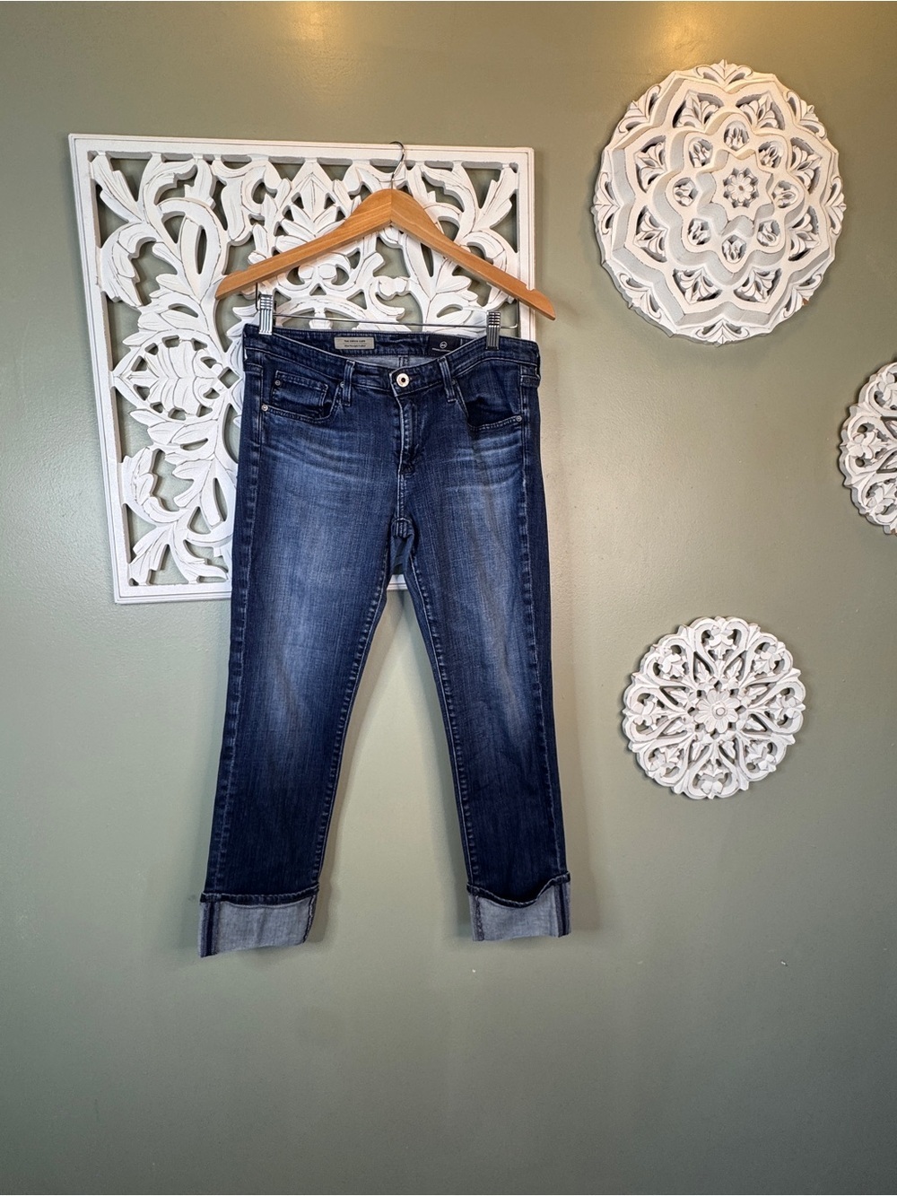 AG Adriano Golldschmied The Stevie Cuff Crop Stretch Slim Straight Jeans Size 29